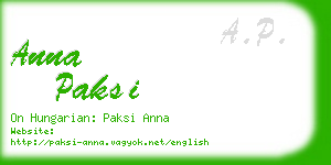 anna paksi business card